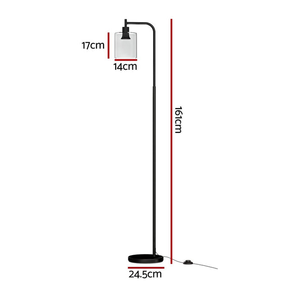Artiss Floor Lamp Light Stand Modern Home Living Room Office Reading Glass Shade Black - RnR Galore