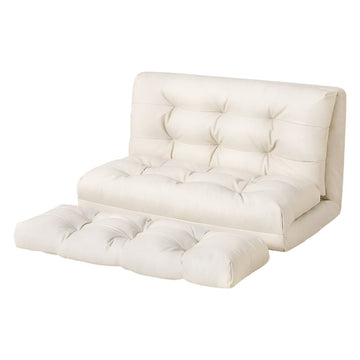 Artiss Floor Lounge Sofa Bed 2 Seater Pillow Leather White - RnR Galore