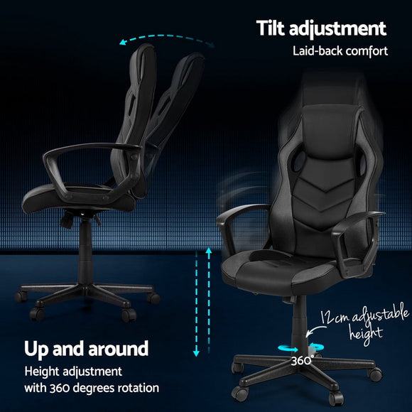 Artiss Gaming Office Chair Computer Chairs Grey - RnR Galore