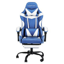 Artiss Gaming Office Chair Executive Computer Leather Chairs Footrest Blue White - RnR Galore