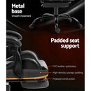 Artiss Gaming Office Chair Executive Computer Leather Chairs Footrest Grey - RnR Galore
