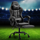 Artiss Gaming Office Chair Executive Computer Leather Chairs Footrest Grey - RnR Galore