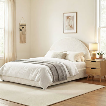 Artiss Gas Lift Queen Bed Frame with Bedside Table Set Boucle Fabric Upholstered Platform Bed Nightstand - RnR Galore
