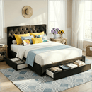 Artiss King Bed Frame Storage Charging Station Upholstered 3 Drawers USB Type - C - RnR Galore