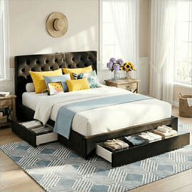 Artiss King Bed Frame Storage Charging Station Upholstered 3 Drawers USB Type - C - RnR Galore