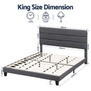 Artiss King Bed Frame Upholstered Platform Base with Geometric Headboard Charcoal Grey Linen Wood Slats for Modern Bedroom Furniture Home Decor - RnR Galore