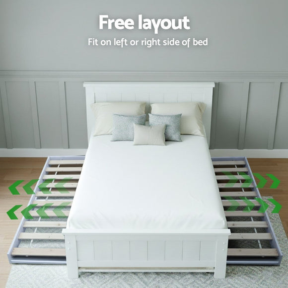 Artiss King Single Bed Frame and Bedside Table White - RnR Galore