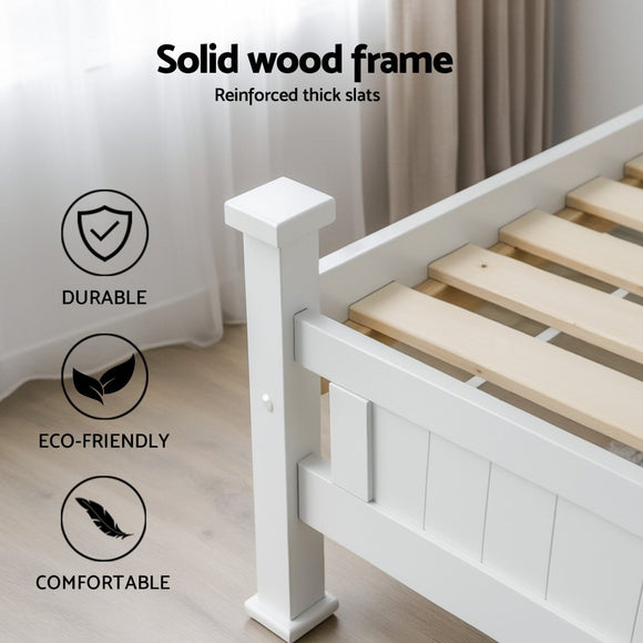Artiss King Single Bed Frame and Bedside Table White - RnR Galore