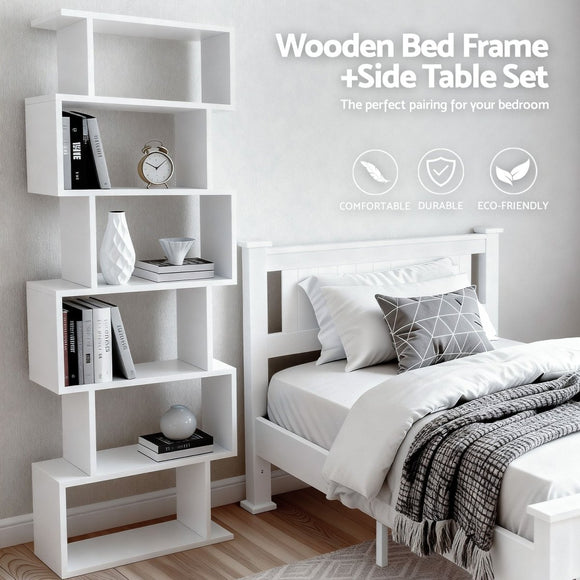 Artiss King Single Bed Frame and Bookshelf - RnR Galore