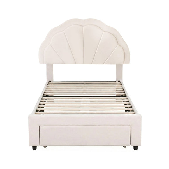 Artiss King Single Bed Frame with Storage Drawer Upholstered Velvet Platform Bed LED Headboard - RnR Galore