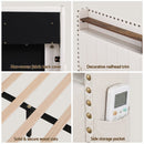 Artiss King Upholstered Bed Frame with Shelf Storage Drawers Charging Station Mood Lighting Linen - RnR Galore