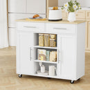 Artiss Kitchen Island Trolley Rolling Serving Cart Storage Drawer Cabinet 100cm White - RnR Galore