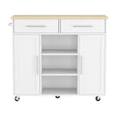 Artiss Kitchen Island Trolley Rolling Serving Cart Storage Drawer Cabinet 100cm White - RnR Galore