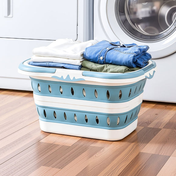 Artiss Laundry Basket Hamper Large Foldable Washing Clothes Storage Organiser Blue - RnR Galore