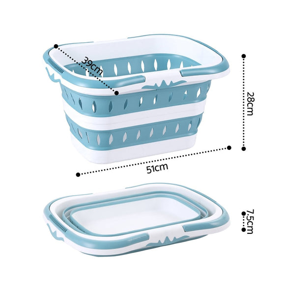 Artiss Laundry Basket Hamper Large Foldable Washing Clothes Storage Organiser Blue - RnR Galore