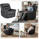 Artiss Leather Manual Recliner Chair with USB Charge Port, Overstuffed Armchair Sofa for Living Room and Nursery, Asjustable Theater Reclining Lounge with Comfortable Wide Seat, 150kg Capacity, Black - RnR Galore