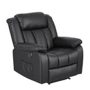 Artiss Manual Massage Recliner Chair for Living Room, Leather Sofa Lounge Reclining Chair with 2 USB Port, 160° Recline Reading Chair with 20CM Wide Armrests, 8 Point Vibration & Lumbar Heat, Black - RnR Galore