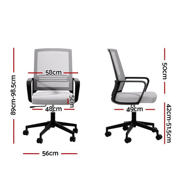 Artiss Mesh Office Chair Computer Gaming Desk Chairs Work Study Mid Back Grey - RnR Galore