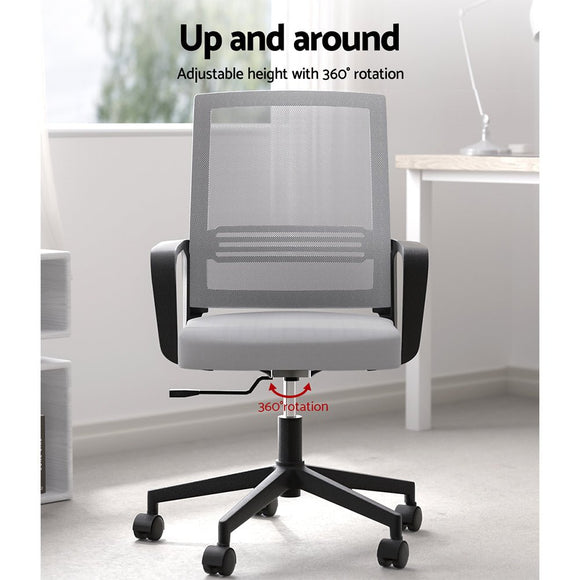 Artiss Mesh Office Chair Computer Gaming Desk Chairs Work Study Mid Back Grey - RnR Galore