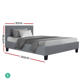 Artiss Neo Bed Frame Fabric - Grey Single - RnR Galore