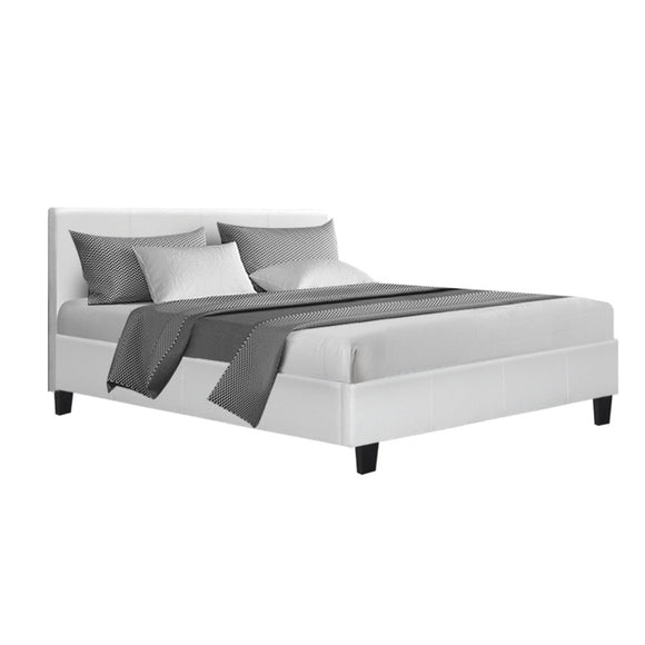 Artiss Neo Bed Frame PU Leather - White Double - RnR Galore