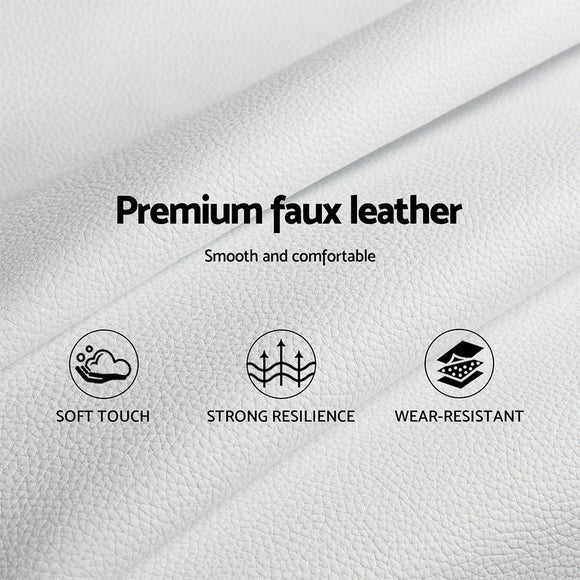 Artiss Neo Bed Frame PU Leather - White Double - RnR Galore