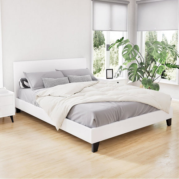 Artiss Neo Bed Frame PU Leather - White Double - RnR Galore