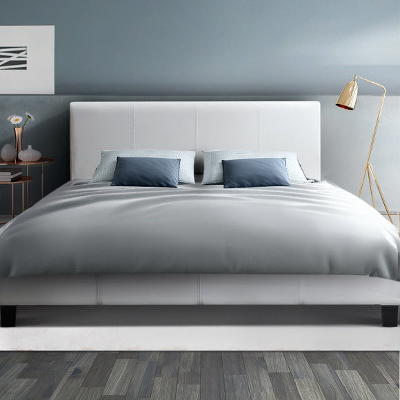 Artiss Neo Bed Frame PU Leather - White Double - RnR Galore