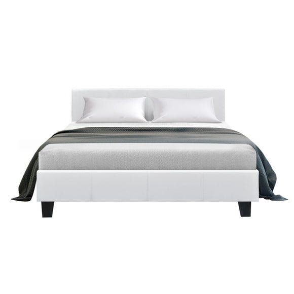 Artiss Neo Bed Frame PU Leather - White Double - RnR Galore