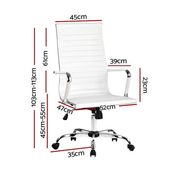 Artiss Office Chair Conference Chairs PU Leather High Back White - RnR Galore