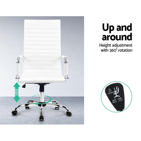 Artiss Office Chair Conference Chairs PU Leather High Back White - RnR Galore