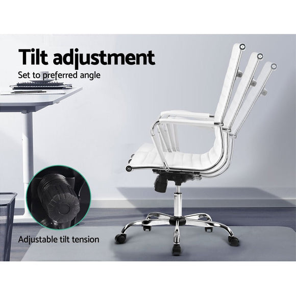 Artiss Office Chair Conference Chairs PU Leather High Back White - RnR Galore