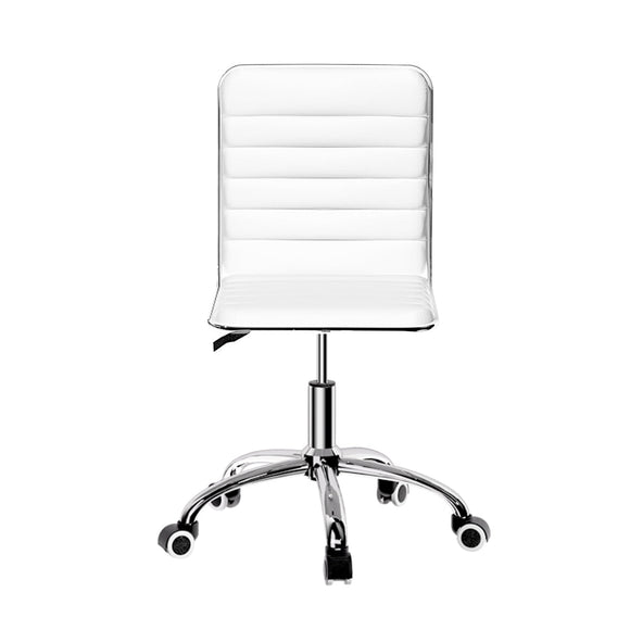 Artiss Office Chair Conference Chairs PU Leather Low Back White - RnR Galore