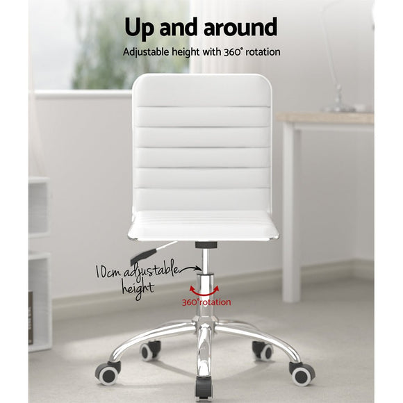 Artiss Office Chair Conference Chairs PU Leather Low Back White - RnR Galore