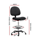Artiss Office Chair Drafting Stool Fabric Chairs Black - RnR Galore