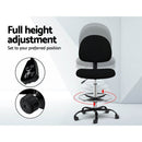 Artiss Office Chair Drafting Stool Fabric Chairs Black - RnR Galore