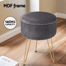 Artiss Ottoman Foot Stool Vanity Velvet Round Grey - RnR Galore