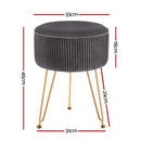 Artiss Ottoman Foot Stool Vanity Velvet Round Grey - RnR Galore