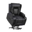 Artiss Power Lift Recliner Chair with Massage and Heat for Elderly, Electric Sofa Reclining Chair with USB and Phone Holder, PU Leather Comfy Armchair for Living Room, 2 Cup Holder & 4 Pockets, Black - RnR Galore