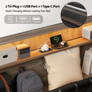 Artiss Queen Bed Frame LED Storage Headboard with Charging Station Black - RnR Galore