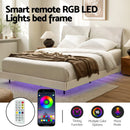 Artiss Queen Bed Frame RGB LED Floating Beds Adjustable Headboard Beige White - RnR Galore