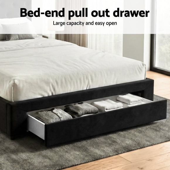Artiss Queen Bed Frame Storage Charging Station Upholstered 3 Drawers USB Type - C - RnR Galore