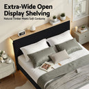 Artiss Queen Bed Frame Upholstered Adjustable Headboard Mood Lighting Heavy Duty Black Velvet - RnR Galore