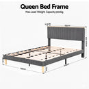 Artiss Queen Bed Frame Upholstered Adjustable Headboard Mood Lighting Heavy Duty Grey Velvet - RnR Galore