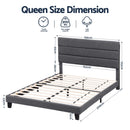 Artiss Queen Bed Frame Upholstered Platform Base with Geometric Headboard Charcoal Grey Linen Wood Slats for Modern Bedroom Furniture Home Decor - RnR Galore