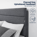 Artiss Queen Bed Frame Upholstered Platform Base with Geometric Headboard Charcoal Grey Linen Wood Slats for Modern Bedroom Furniture Home Decor - RnR Galore