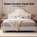 Artiss Queen Bed Frame with Storage Scalloped Velvet Headboard Wooden Platform Base - RnR Galore