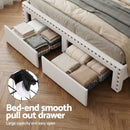 Artiss Queen Upholstered Bed Frame with Shelf Storage Drawers Charging Station Mood Lighting Linen - RnR Galore