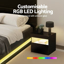 Artiss RGB LED Double Bed Frame with Beside Table Set 16 Colour Mood Lighting - RnR Galore