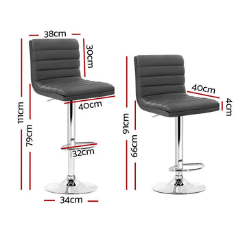Artiss Set of 4 PU Leather Lined Pattern Bar Stools - Grey and Chrome - RnR Galore